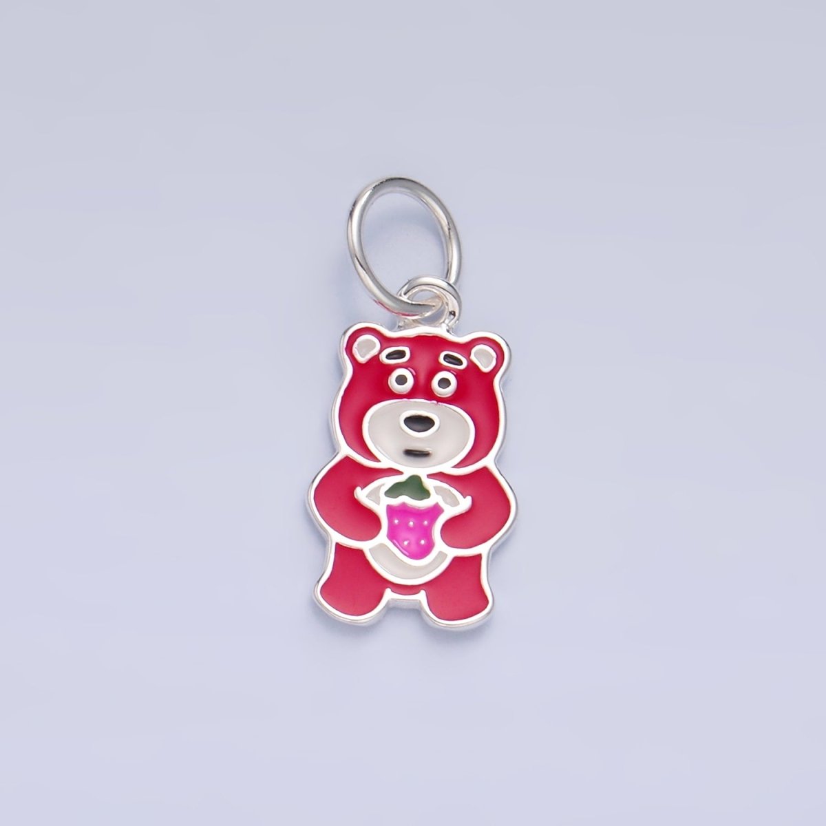 S925 Sterling Silver Red Enamel Teddy Bear Animal Charm | SL - 518 - DLUXCA