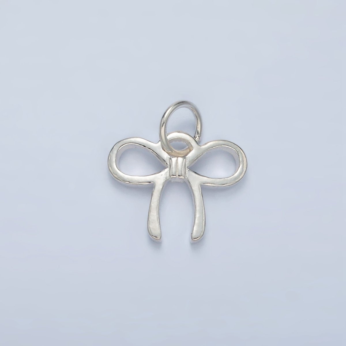 S925 Sterling Silver Ribbon Bow Minimalist Mini Charm | SL - 501 - DLUXCA