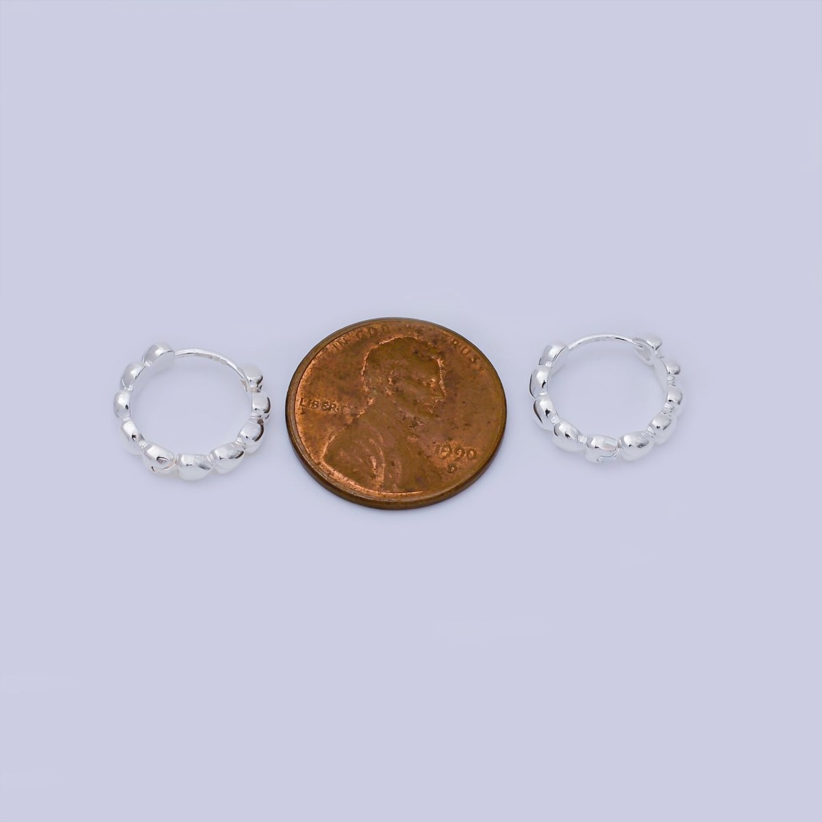 S925 Sterling Silver Tiny Round Linked - Heart Hinged Hoop Earrings | SL - 659 - DLUXCA