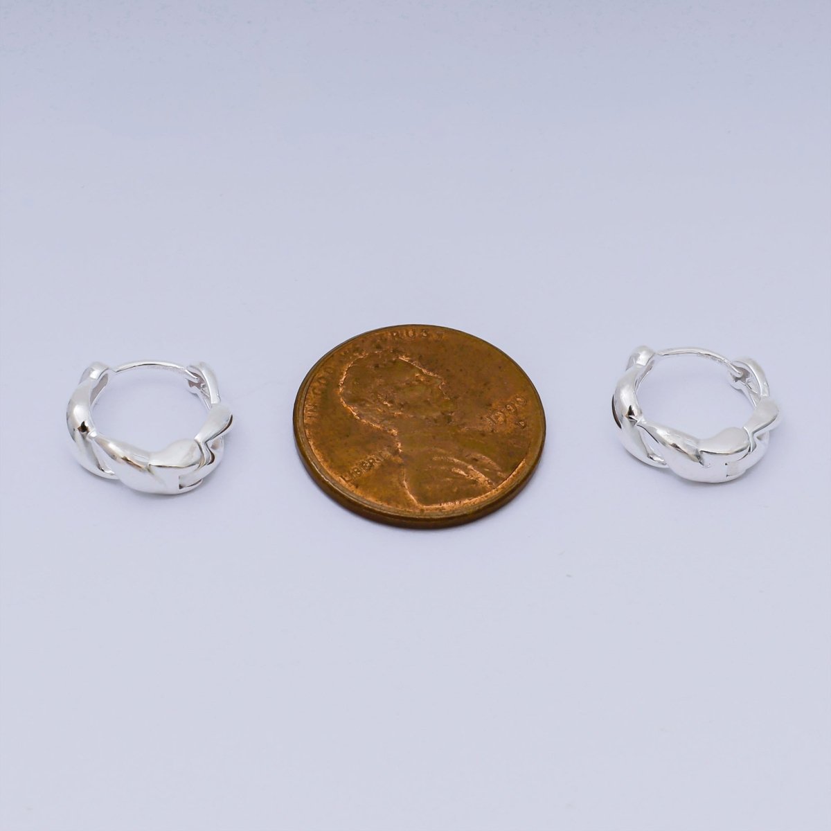 S925 Sterling Silver Twist Link Croissant Hinged Huggie Hoop Earrings | SL - 661 - DLUXCA
