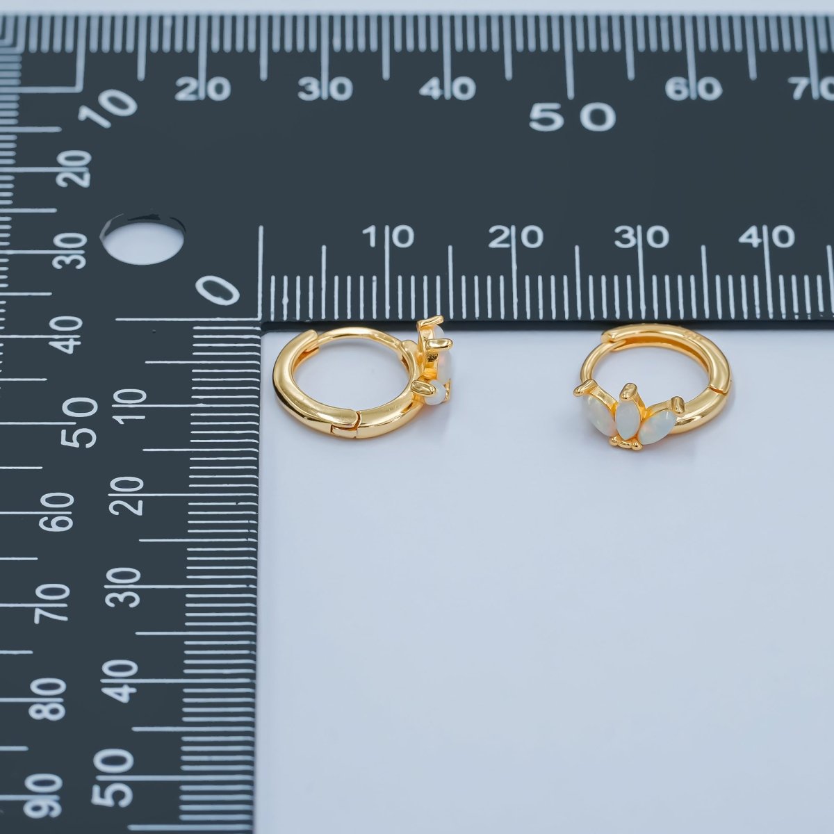 S925 Sterling Silver White Opal Marquise Huggie Earrings Set in Gold & Silver | SL - 649 SL - 650 - DLUXCA