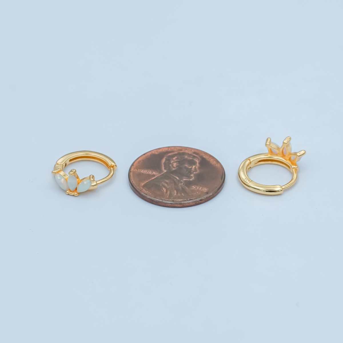 S925 Sterling Silver White Opal Marquise Huggie Earrings Set in Gold & Silver | SL - 649 SL - 650 - DLUXCA