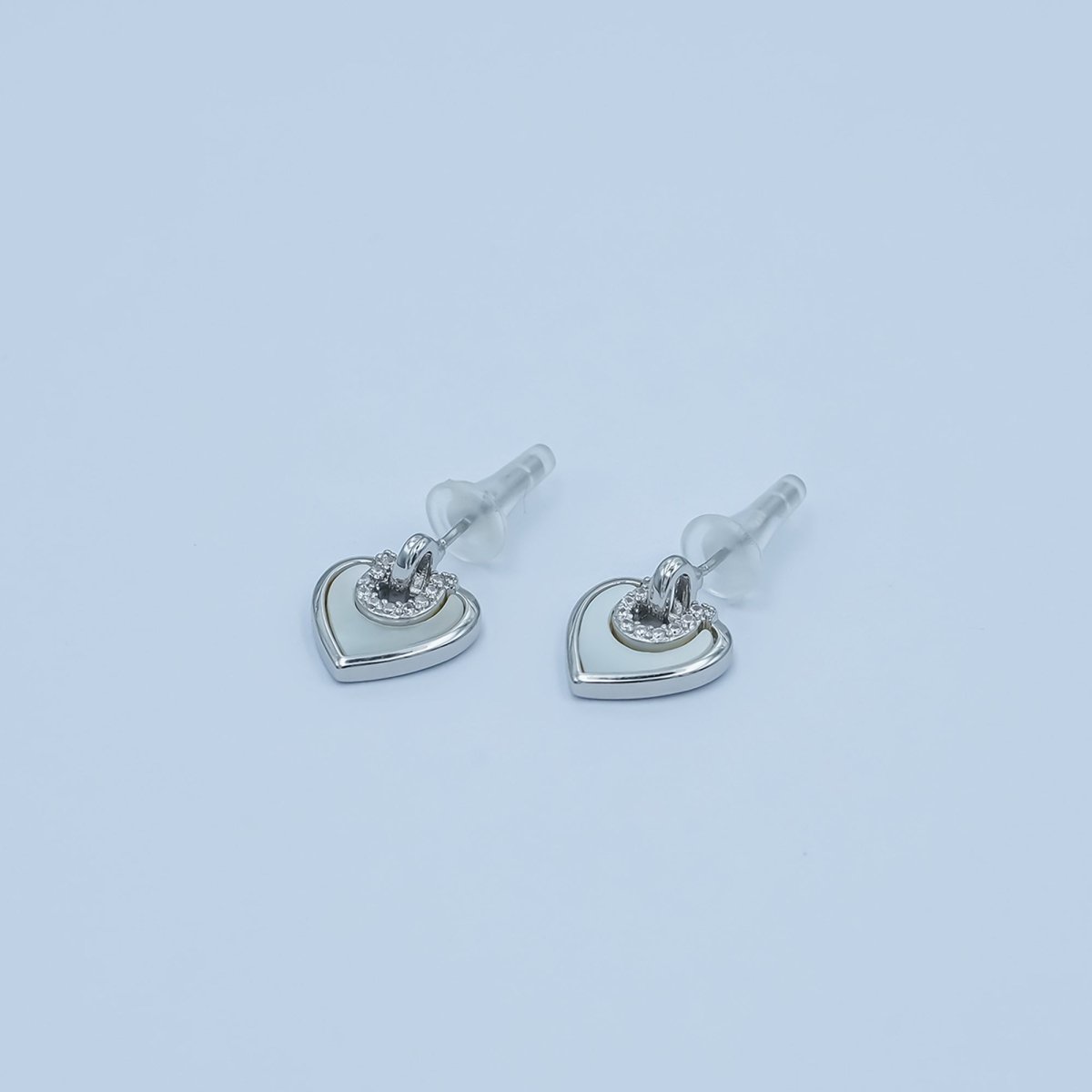 Shell Pearl Heart Drop Stud Earrings in Gold & Silver | AE932 AE963 - DLUXCA