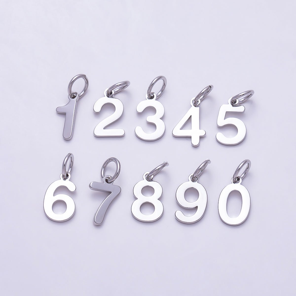 Silver 11mm Bold Geometric Number Charm 0-9 | Charms-01746 ~ Charms-01755 - DLUXCA