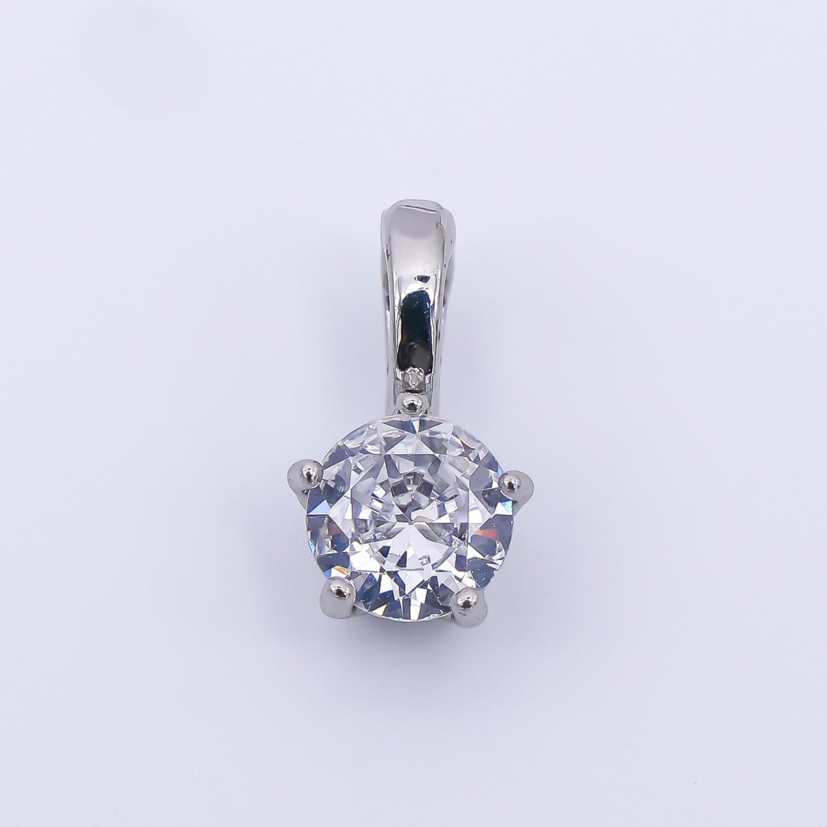Silver 12mm Round CZ 5 - Points Flower Pendant | AH - 462 - DLUXCA