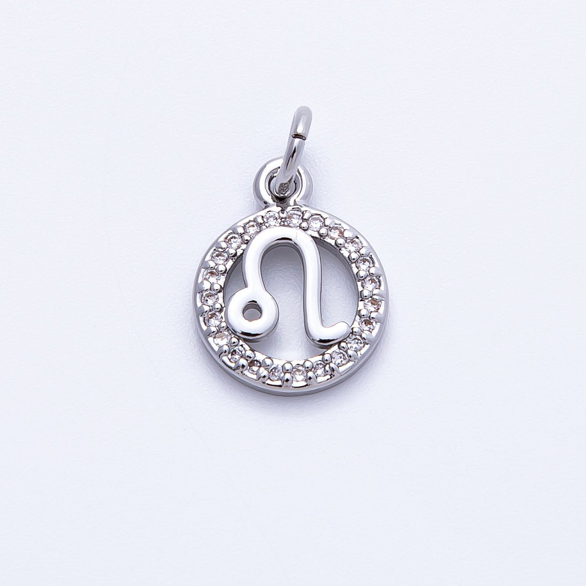 Silver 13.5mm Micro Paved CZ Personalized Zodiac Sign Charm | Charms - 00235 ~ Charms - 00246 - DLUXCA