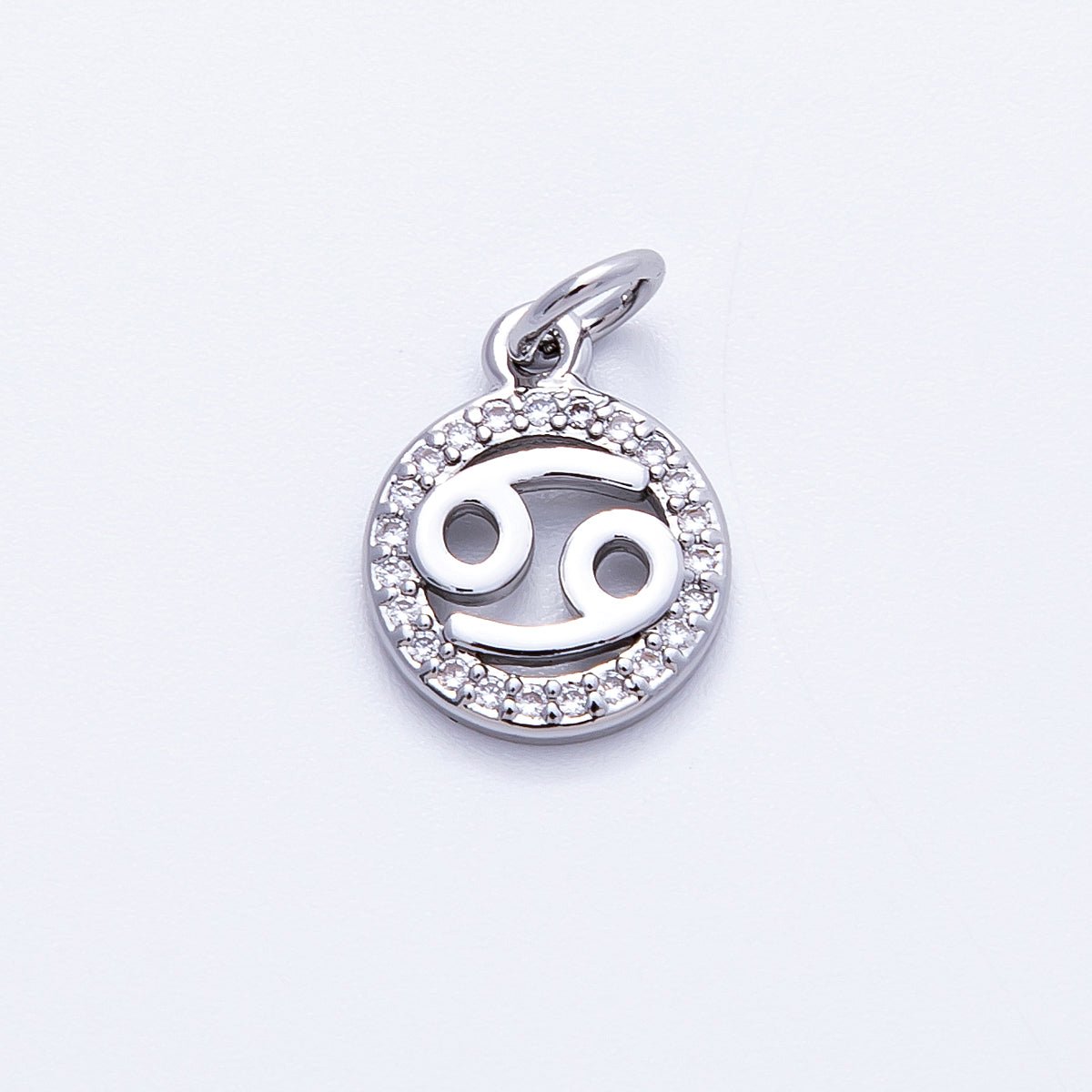 Silver 13.5mm Micro Paved CZ Personalized Zodiac Sign Charm | Charms - 00235 ~ Charms - 00246 - DLUXCA