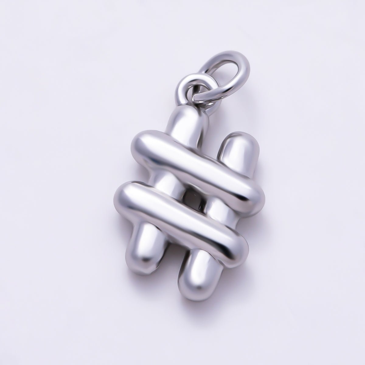 Silver 14mm Minimalist Number Hashtag "" Multidimensional Charm | Charms-01525 - DLUXCA
