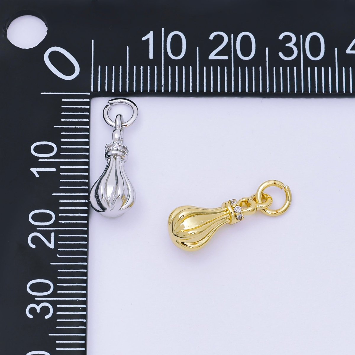 Silver 15mm Micro Paved CZ Whisker Cake Teardrop Charm | AH - 588 - DLUXCA