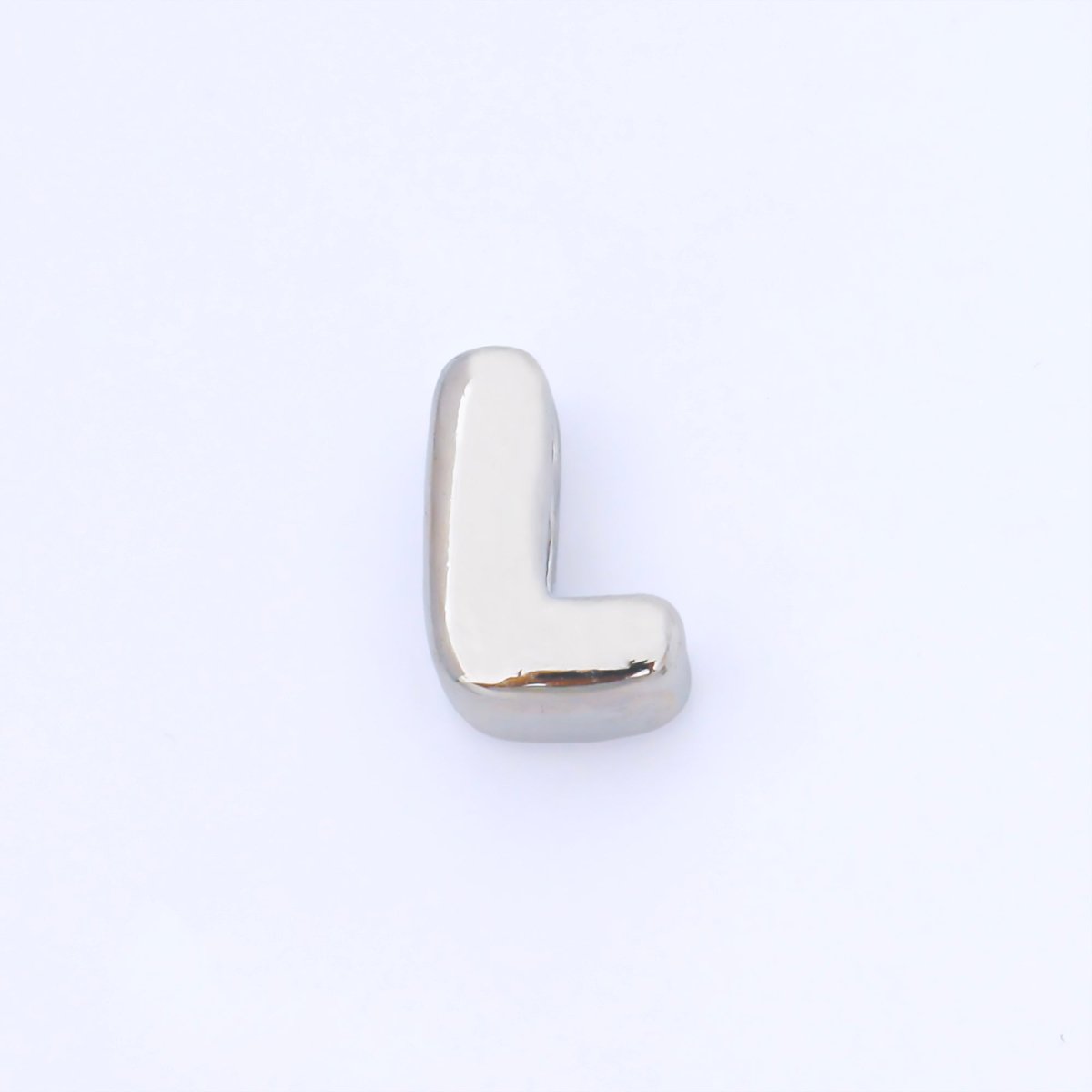 Silver 15mm Personalized Chubby Bubble Initial Letter Alphabet Bead | AF092 - AF104 - DLUXCA