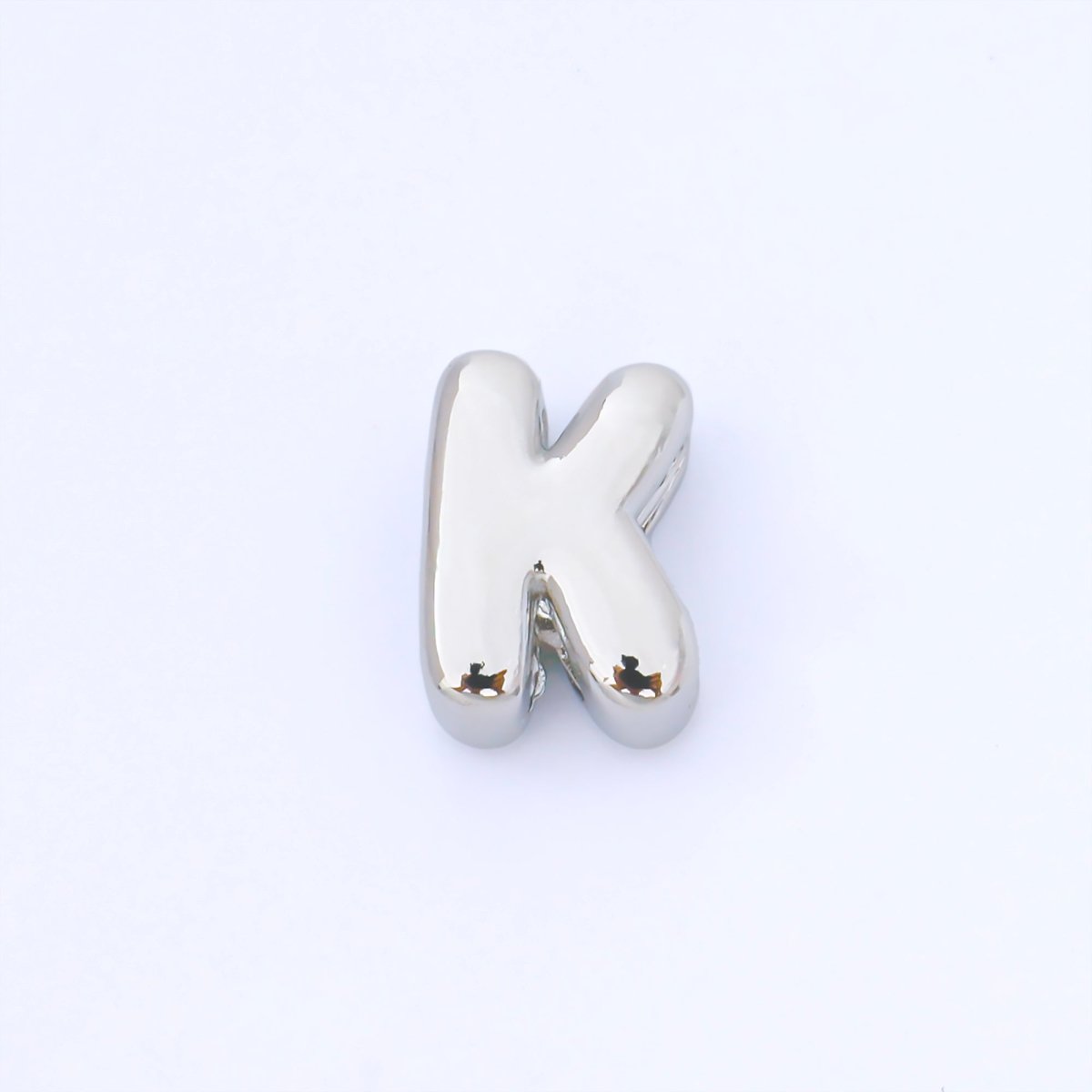 Silver 15mm Personalized Chubby Bubble Initial Letter Alphabet Bead | AF092 - AF104 - DLUXCA
