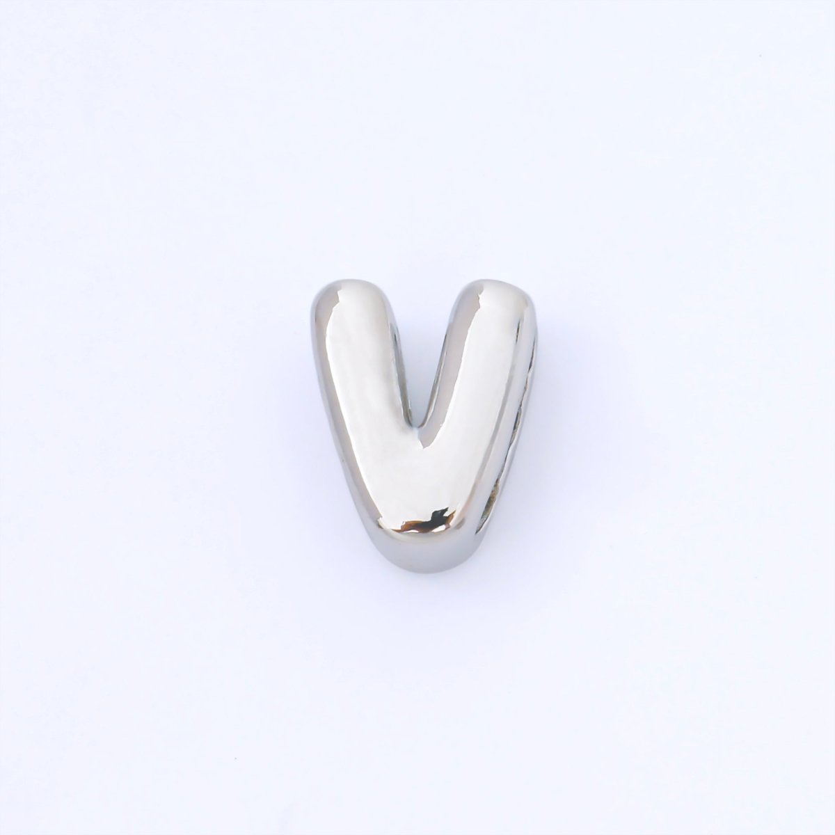 Silver 15mm Personalized Chubby Bubble Initial Letter Alphabet Bead | AF092 - AF104 - DLUXCA