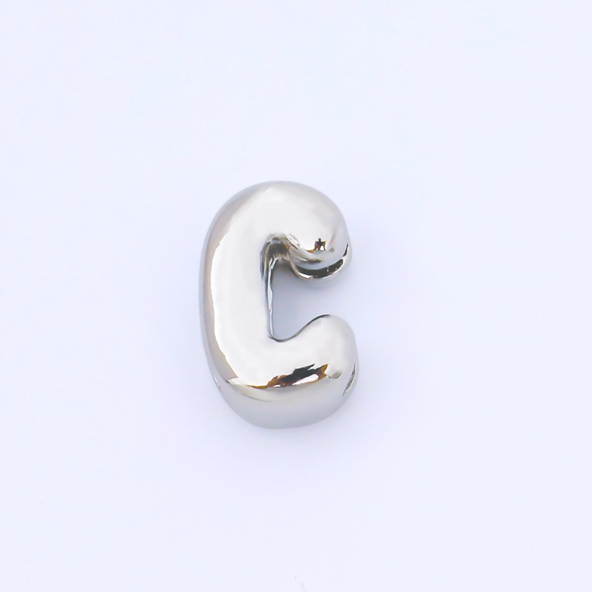 Silver 15mm Personalized Chubby Bubble Initial Letter Alphabet Bead | AF092 - AF104 - DLUXCA