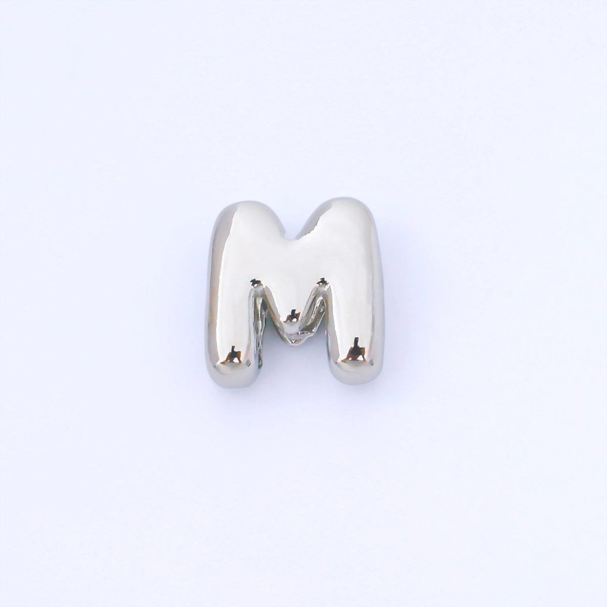 Silver 15mm Personalized Chubby Bubble Initial Letter Alphabet Bead | AF092 - AF104 - DLUXCA