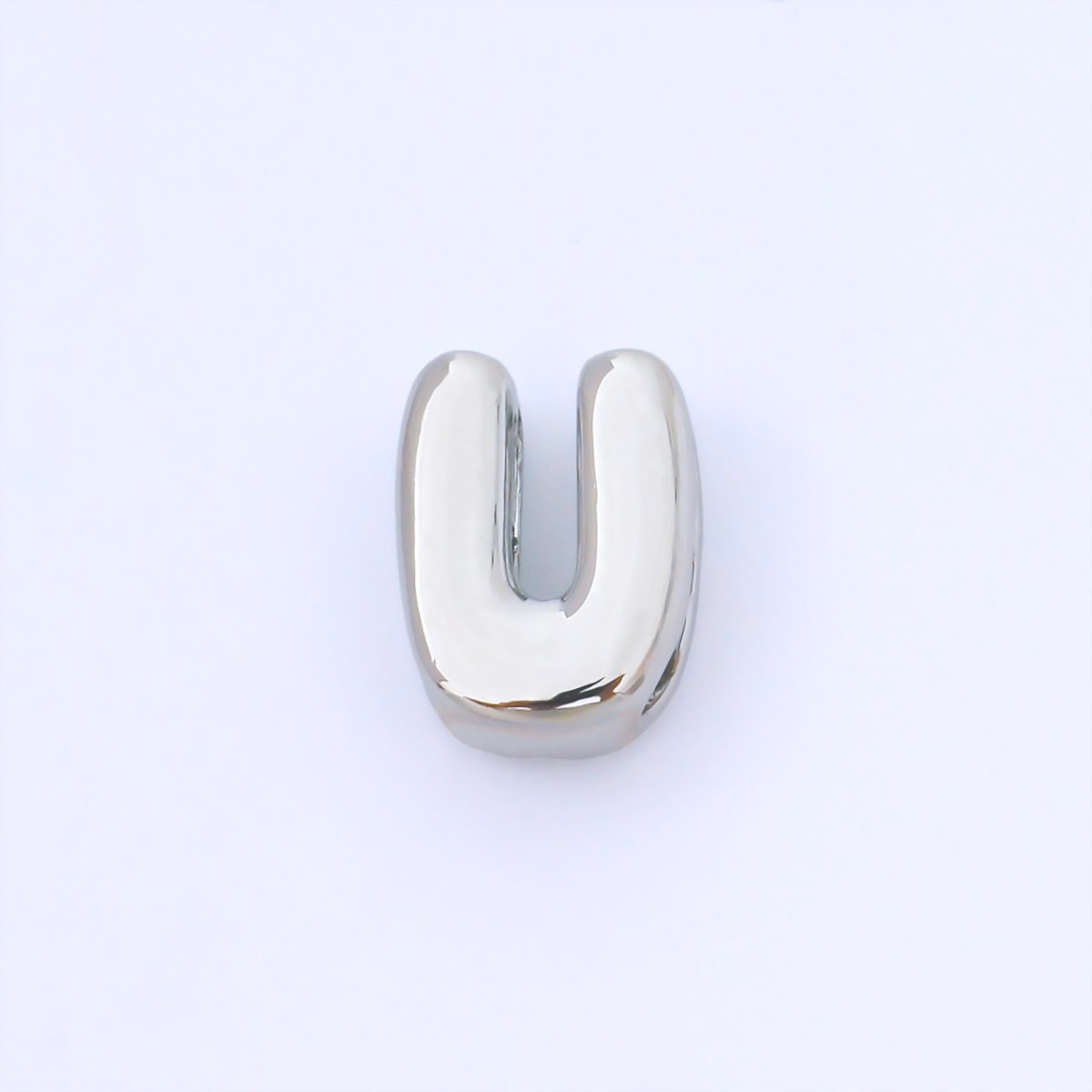 Silver 15mm Personalized Chubby Bubble Initial Letter Alphabet Bead | AF092 - AF104 - DLUXCA