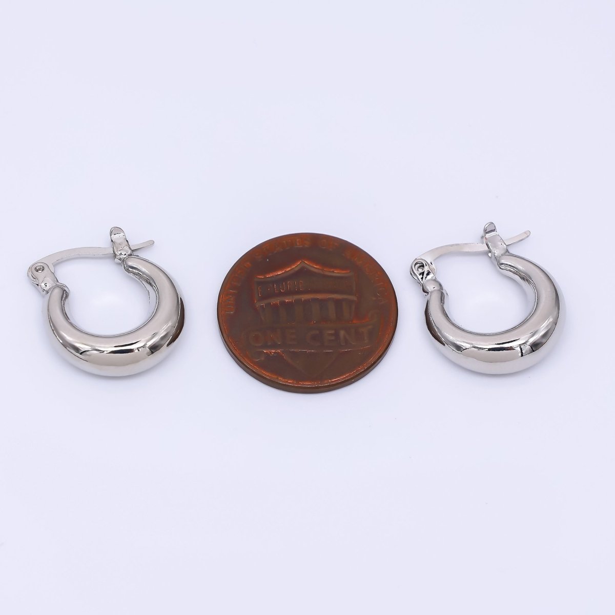 Silver 17mm Thick Basket Hinged Hoops Earrings | T - 205 - DLUXCA