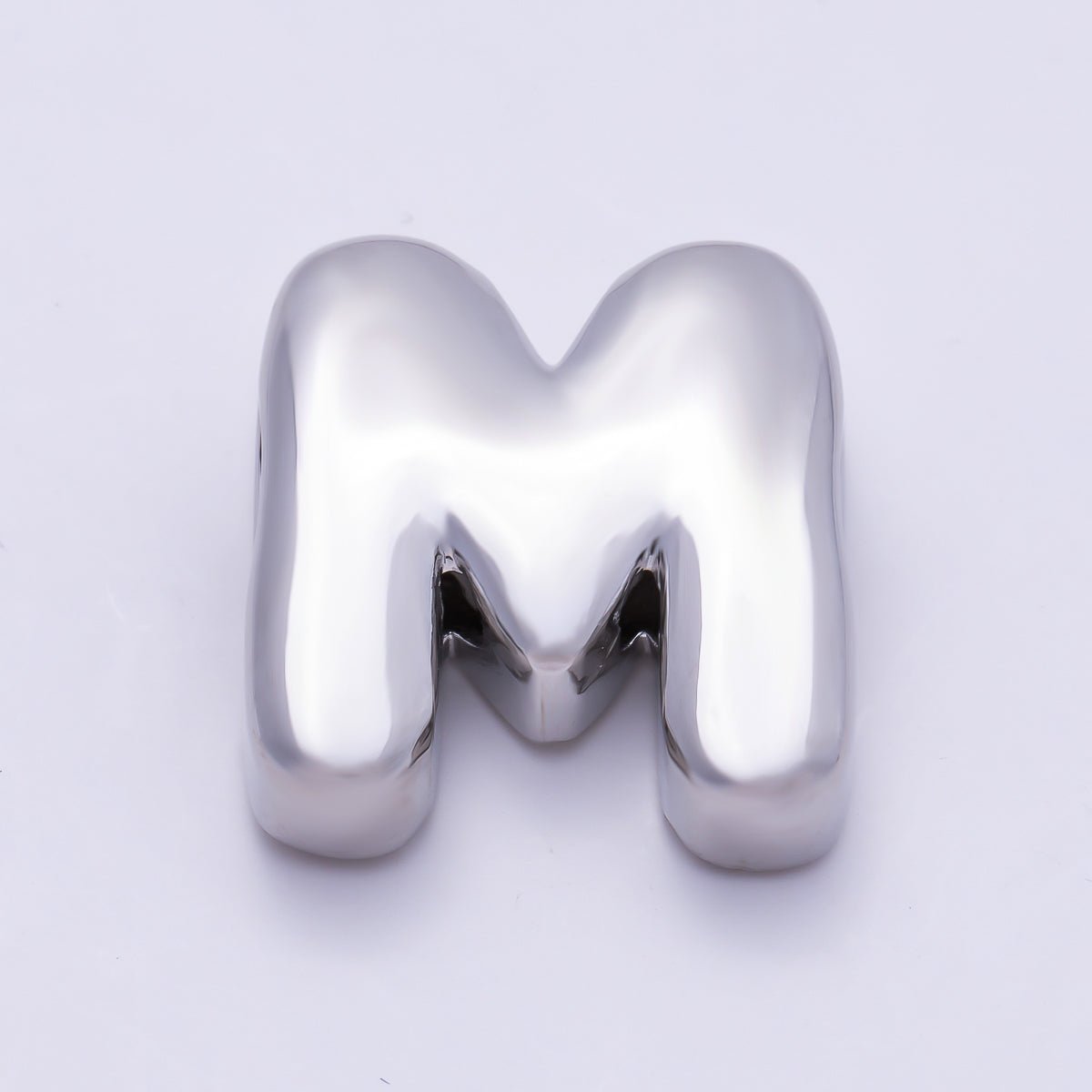 Silver 20mm Minimalist Chubby Initial Letter A-Z Alphabet Personalized Bead | Beads-00440 ~ Beads-00439 (Copy) - DLUXCA