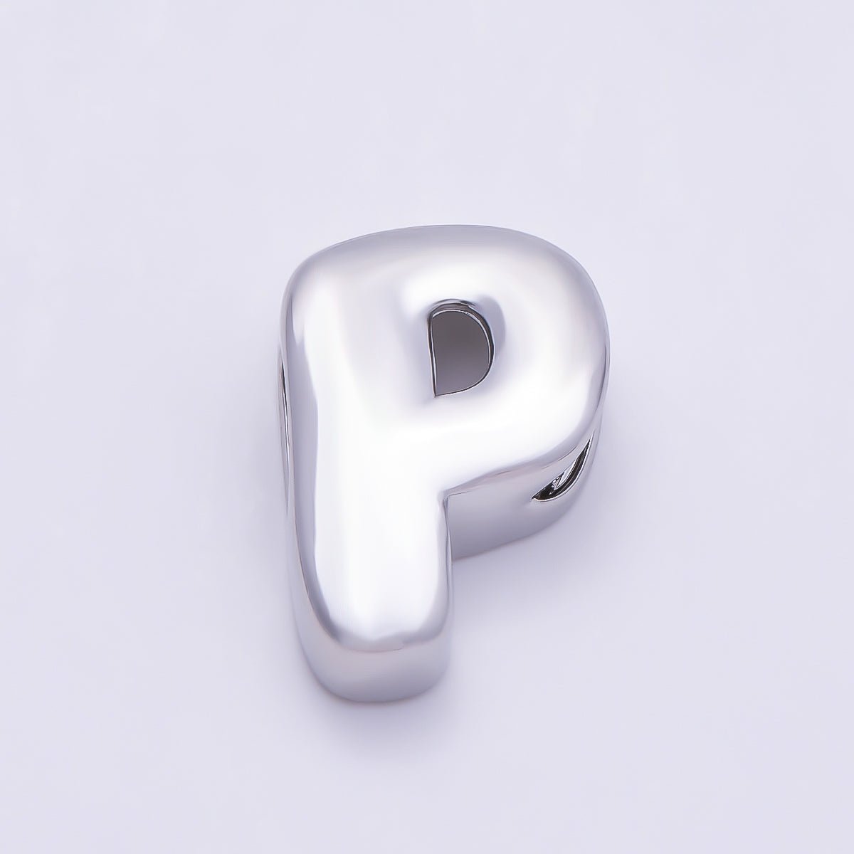 Silver 20mm Minimalist Chubby Initial Letter A-Z Alphabet Personalized Bead | Beads-00440 ~ Beads-00439 (Copy) - DLUXCA