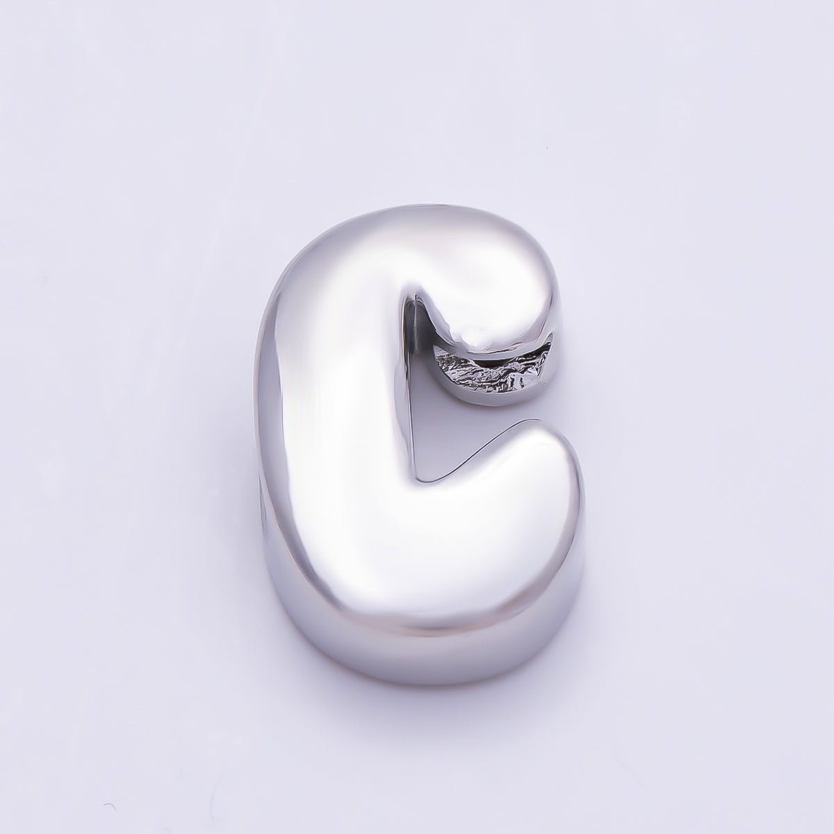 Silver 20mm Minimalist Chubby Initial Letter A-Z Alphabet Personalized Bead | Beads-00440 ~ Beads-00439 (Copy) - DLUXCA