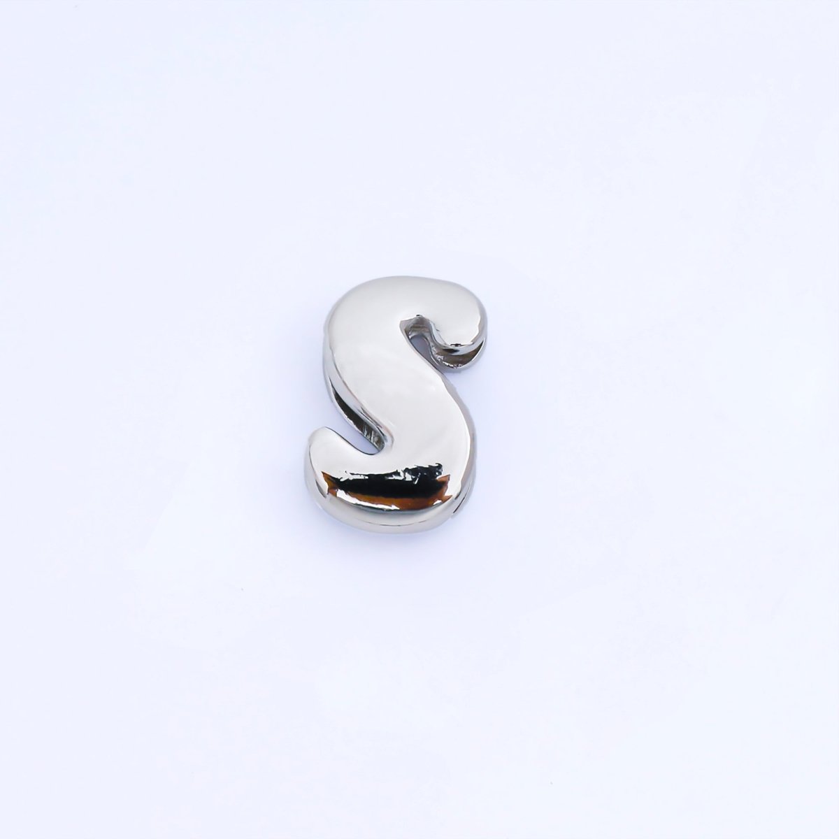 Silver 20mm Personalized Cord Chubby Bubble Initial Letter Alphabet Bead | AF118 - AF130 - DLUXCA