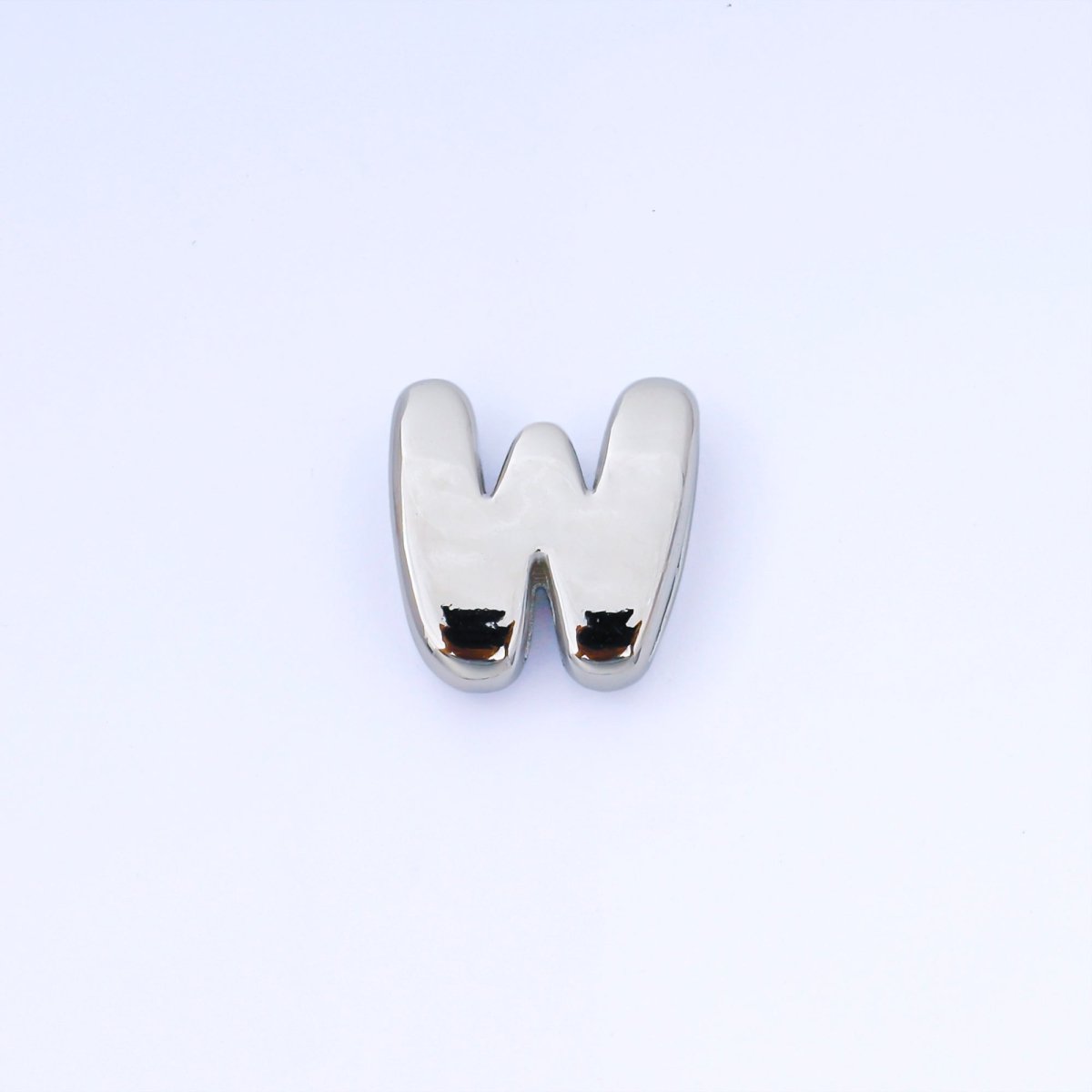 Silver 20mm Personalized Cord Chubby Bubble Initial Letter Alphabet Bead | AF118 - AF130 - DLUXCA