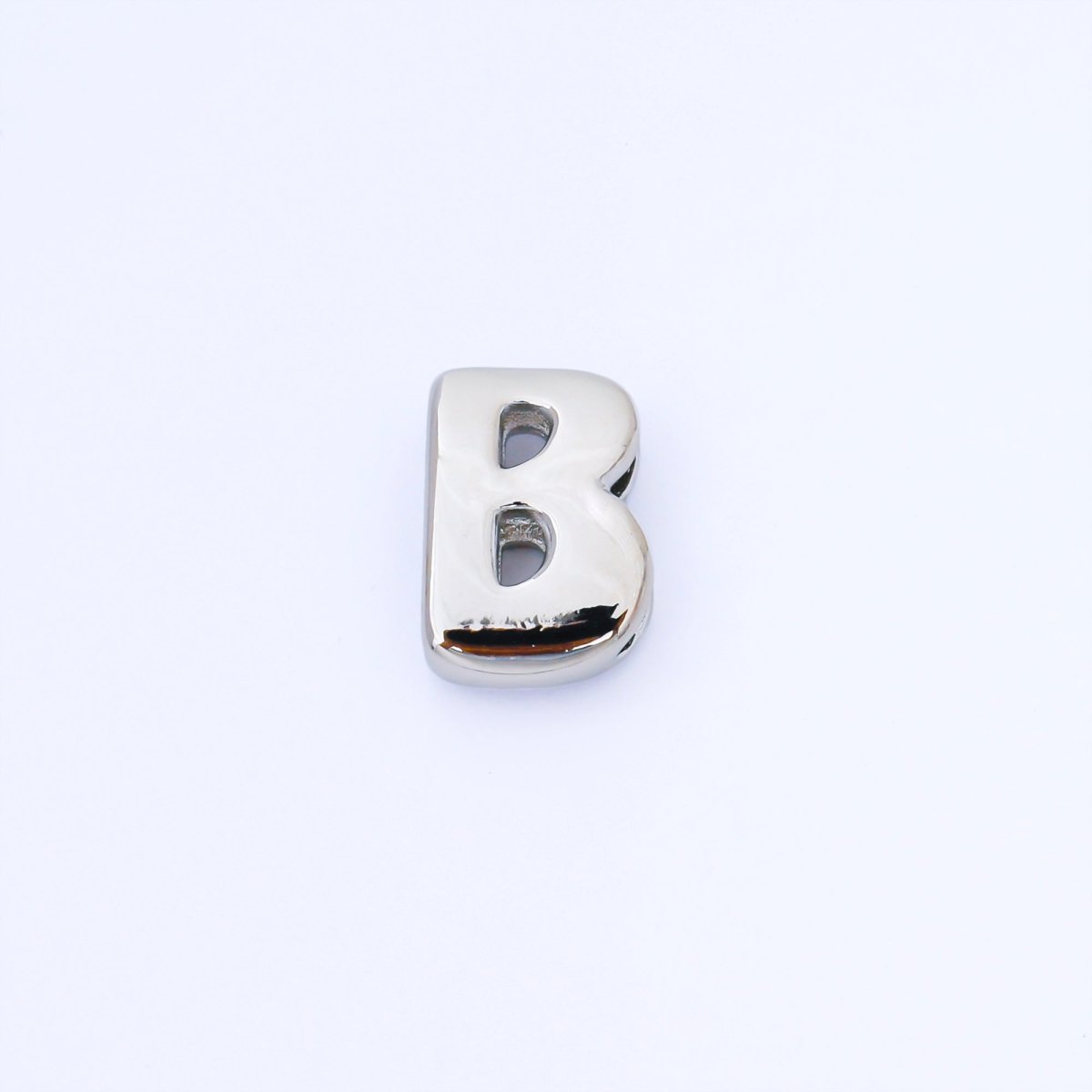 Silver 20mm Personalized Cord Chubby Bubble Initial Letter Alphabet Bead | AF118 - AF130 - DLUXCA