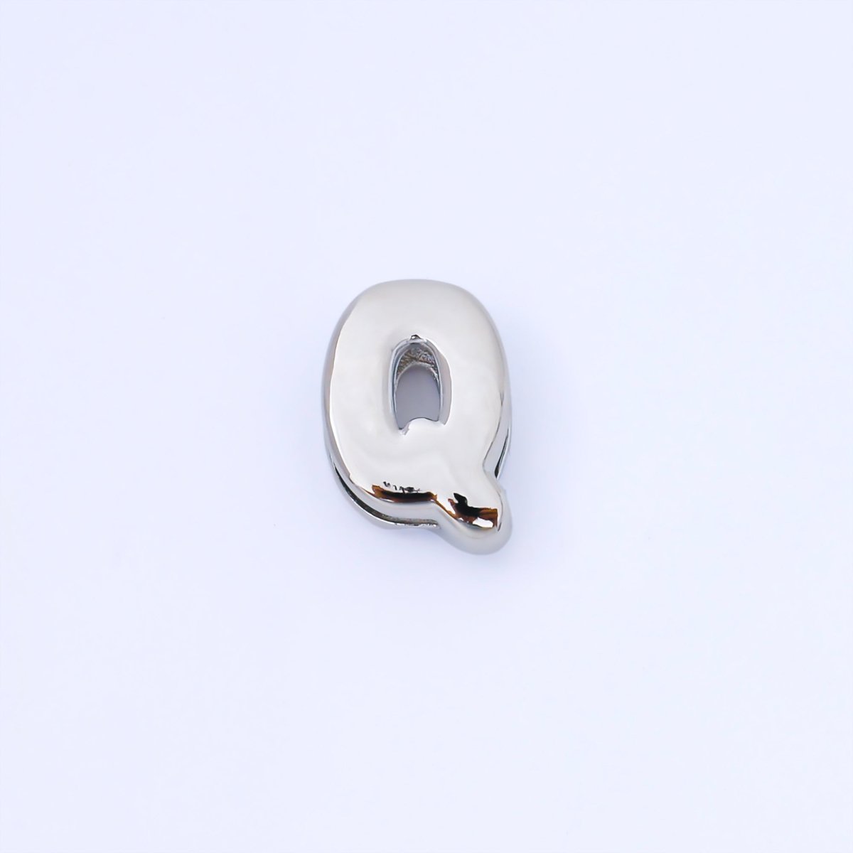 Silver 20mm Personalized Cord Chubby Bubble Initial Letter Alphabet Bead | AF118 - AF130 - DLUXCA