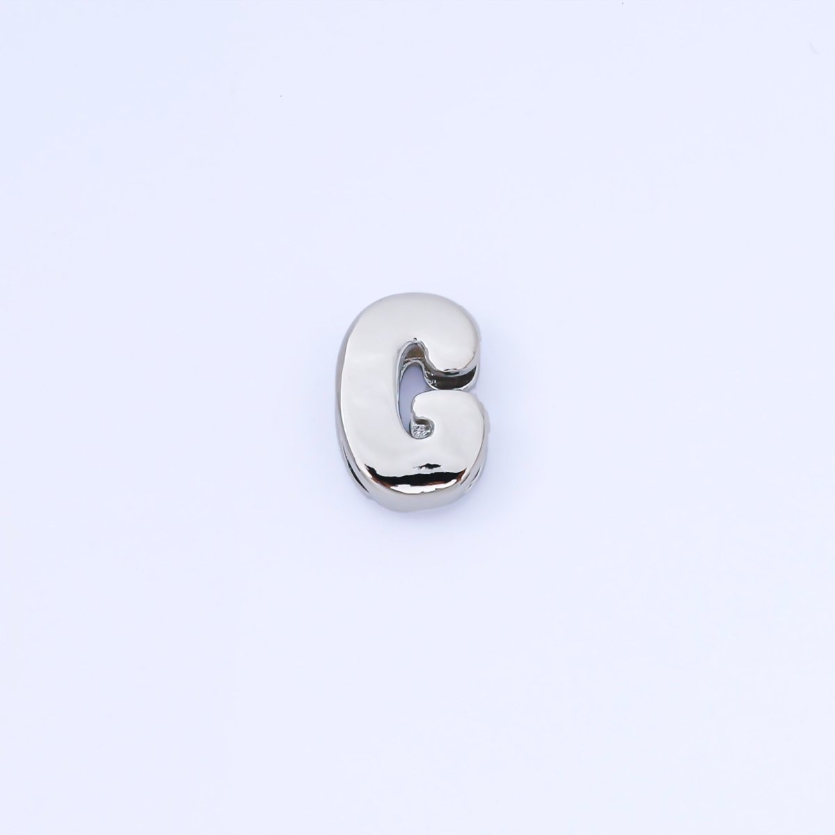 Silver 20mm Personalized Cord Chubby Bubble Initial Letter Alphabet Bead | AF118 - AF130 - DLUXCA