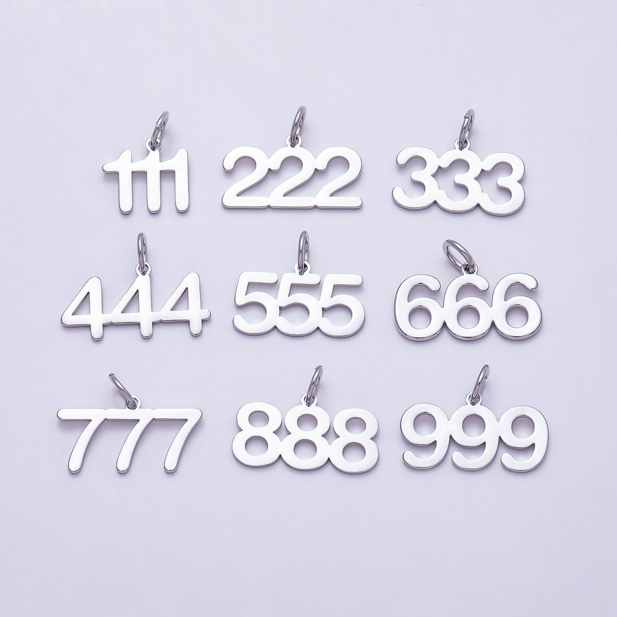 Silver 21mm Angel Number 111-999 Triple Digit Charm 0-9 | Charms-01765 ~ Charms-01773 - DLUXCA