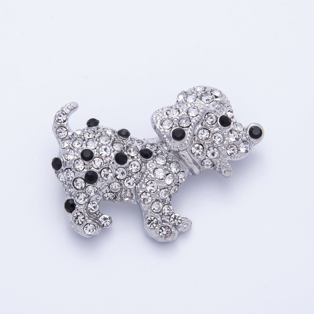 Silver 39.2mm x 29.7mm Micro Paved CZ Dalmatian Puppy Dog Pet Brooch Pin | BH - 015 - DLUXCA