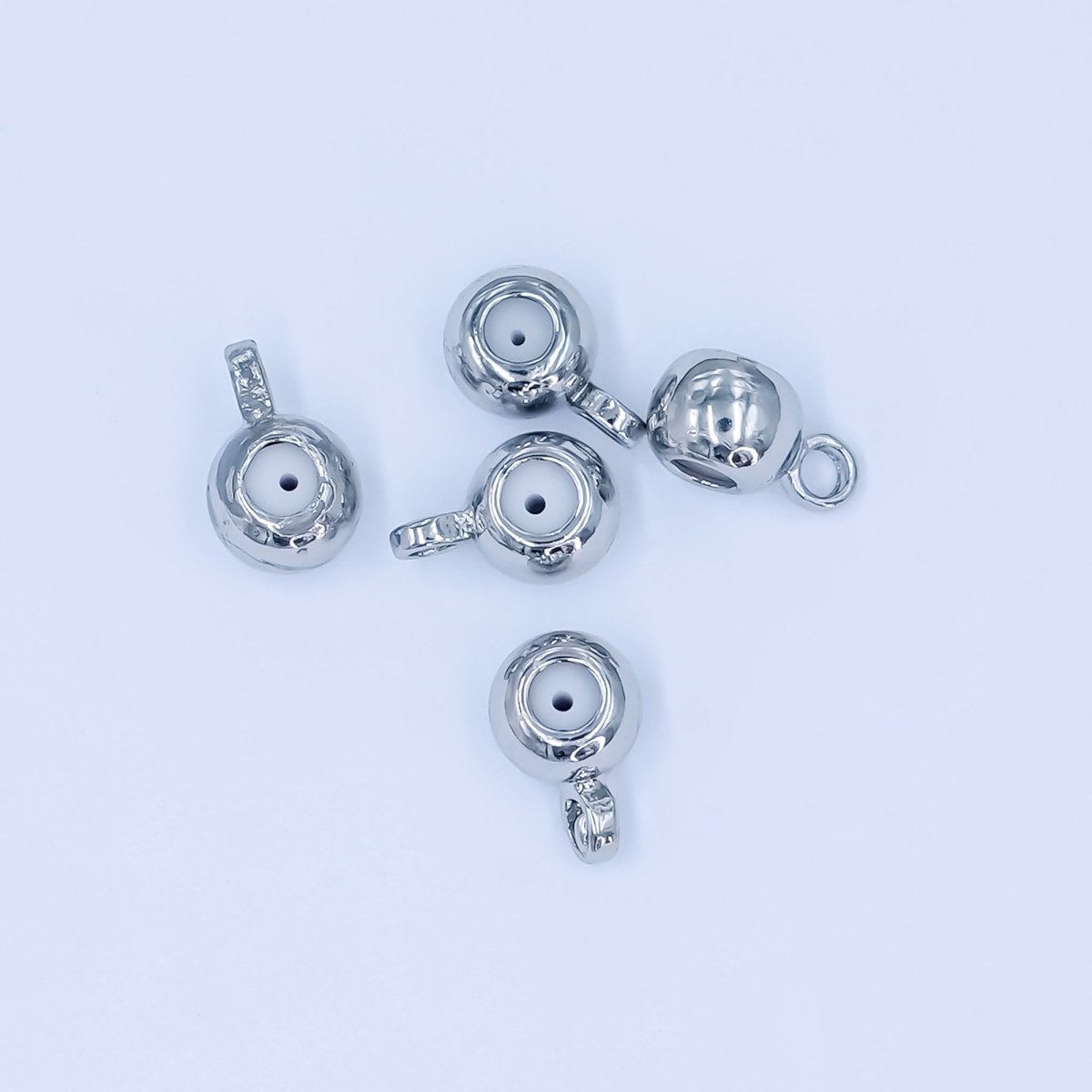 Silver 4mm Round Stopper Bead with Loop Silicone Grip Slider Bead for Charm Holder DIY Jewelry Making Supply Finding | Z - 01063 - DLUXCA