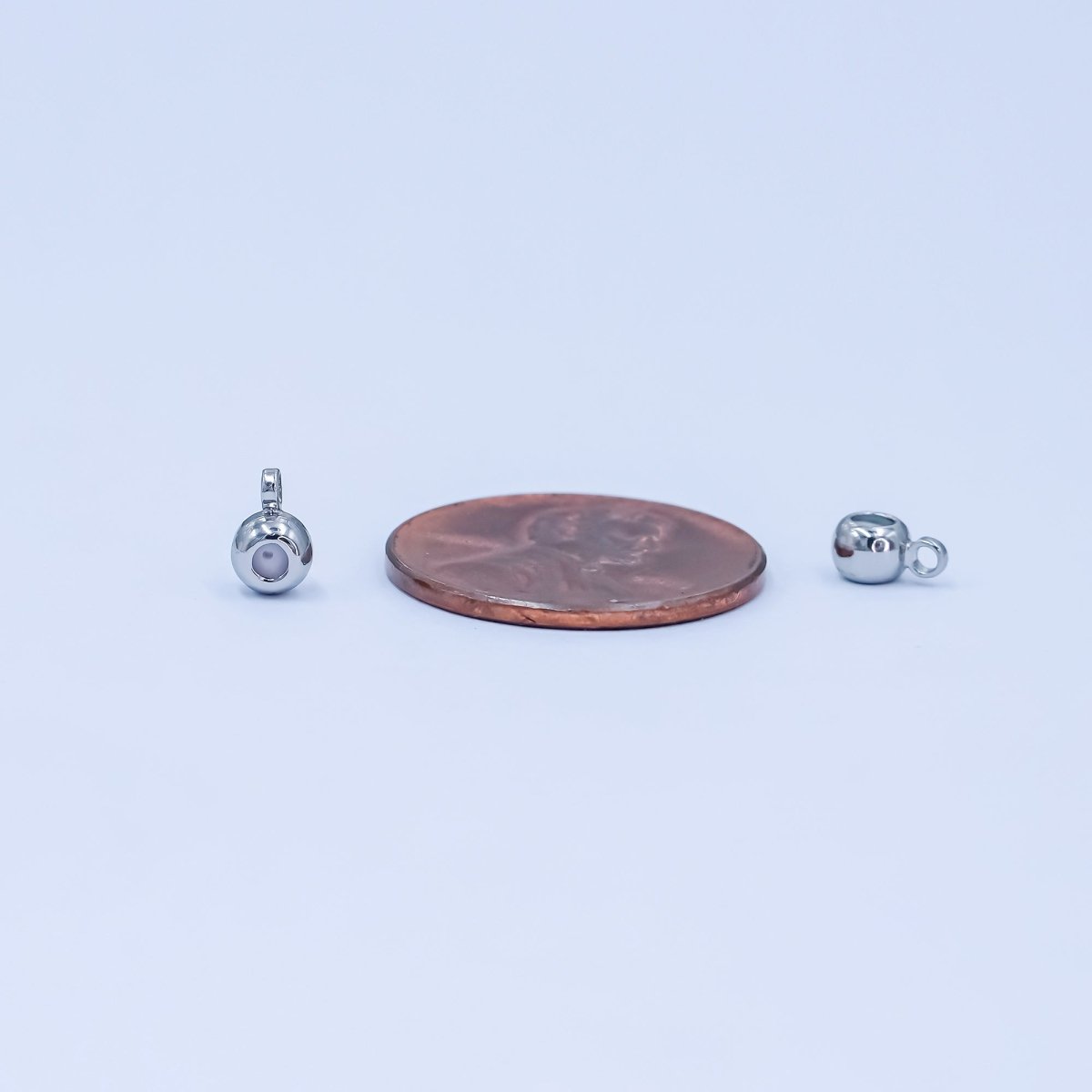 Silver 4mm Round Stopper Bead with Loop Silicone Grip Slider Bead for Charm Holder DIY Jewelry Making Supply Finding | Z - 01063 - DLUXCA