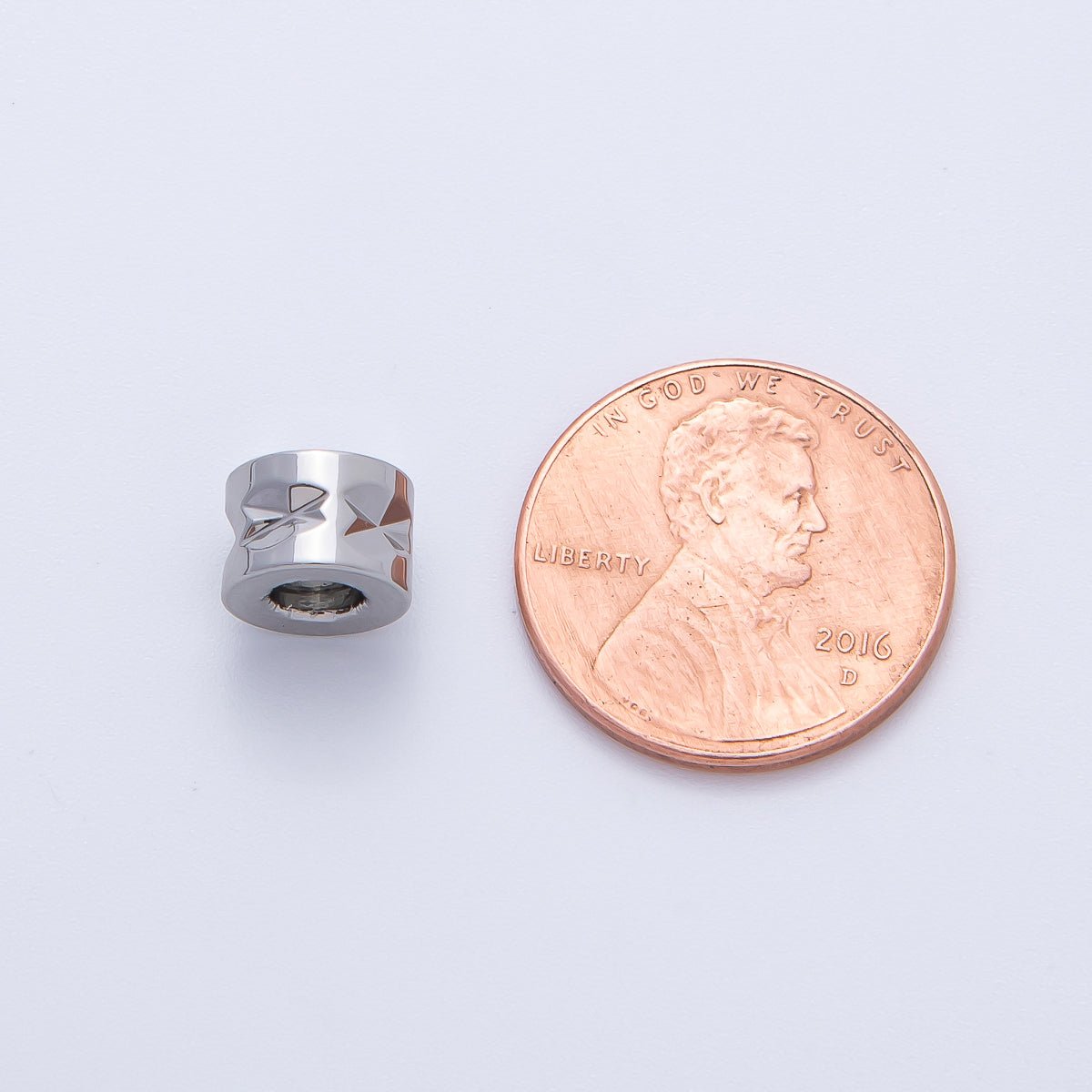 Silver 5mm Tiny Hammered Round Oval Spacer Bead | B926 - DLUXCA