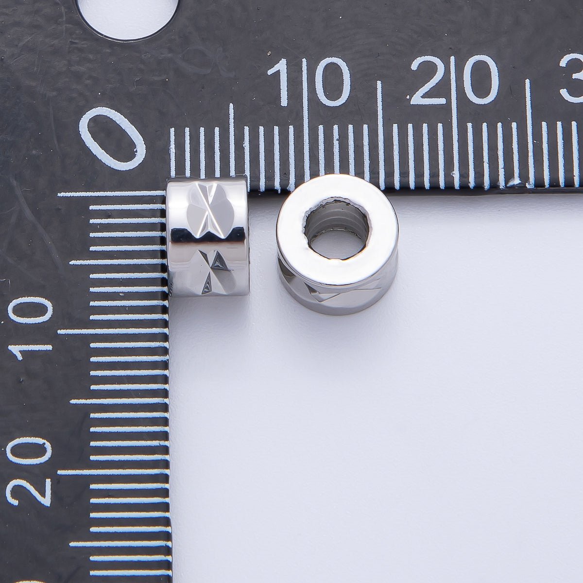 Silver 5mm Tiny Hammered Round Oval Spacer Bead | B926 - DLUXCA