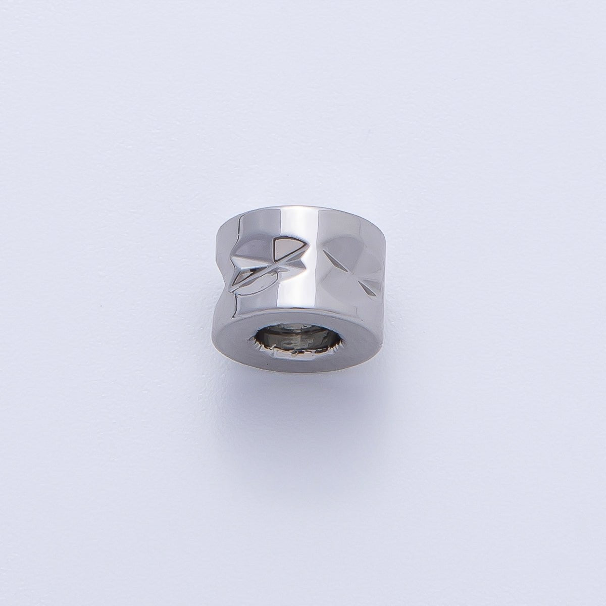 Silver 5mm Tiny Hammered Round Oval Spacer Bead | B926 - DLUXCA