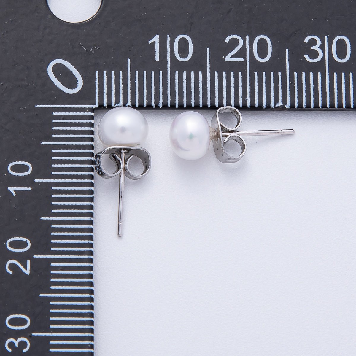 Silver 6mm White, Pink, Off - White Shell Pearl Round Stud Earrings | AD1676 - AD1678 - DLUXCA