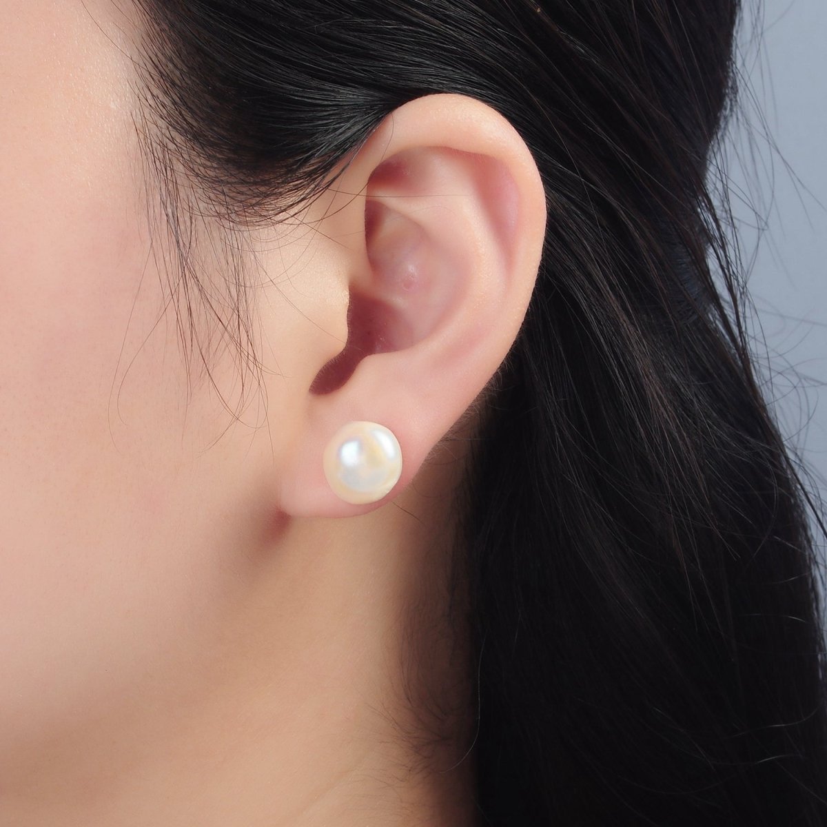 Silver Baroque Freshwater Pearl Stud Earrings Minimalist Wedding Jewelry | Q106 - DLUXCA