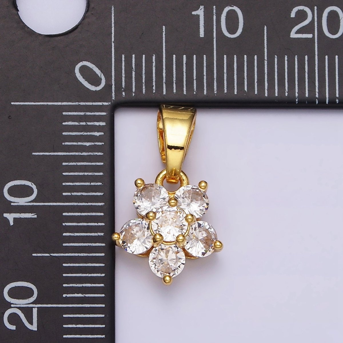 Small 24K Gold Filled Flower Charm Pave CZ Cubic Zirconia Charm for Bracelet Necklace Earring Charm Supply AA-457 - DLUXCA