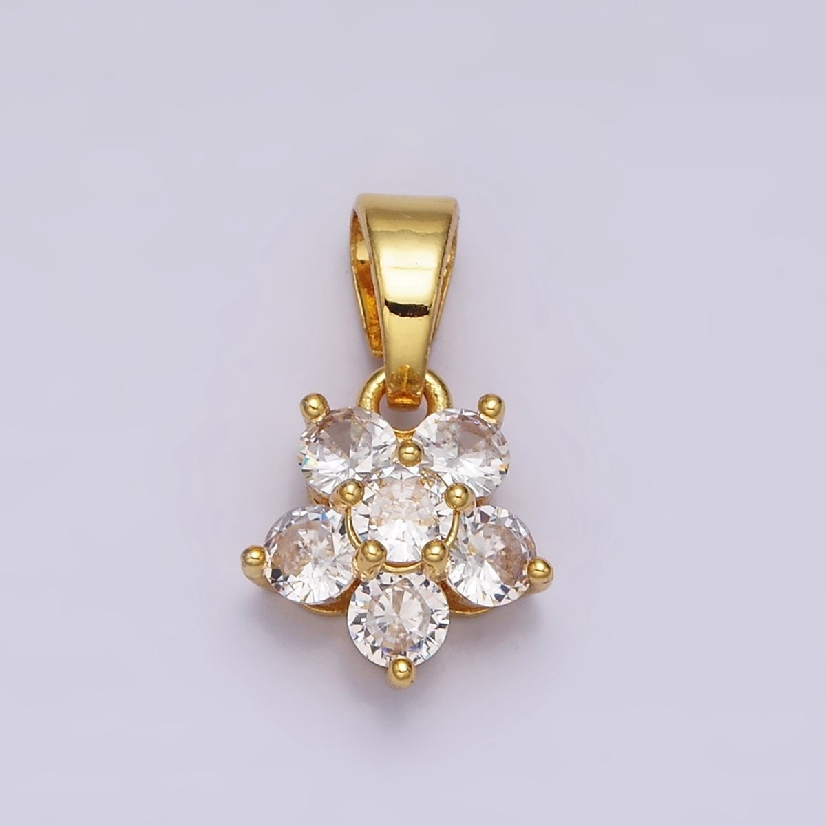 Small 24K Gold Filled Flower Charm Pave CZ Cubic Zirconia Charm for Bracelet Necklace Earring Charm Supply AA-457 - DLUXCA