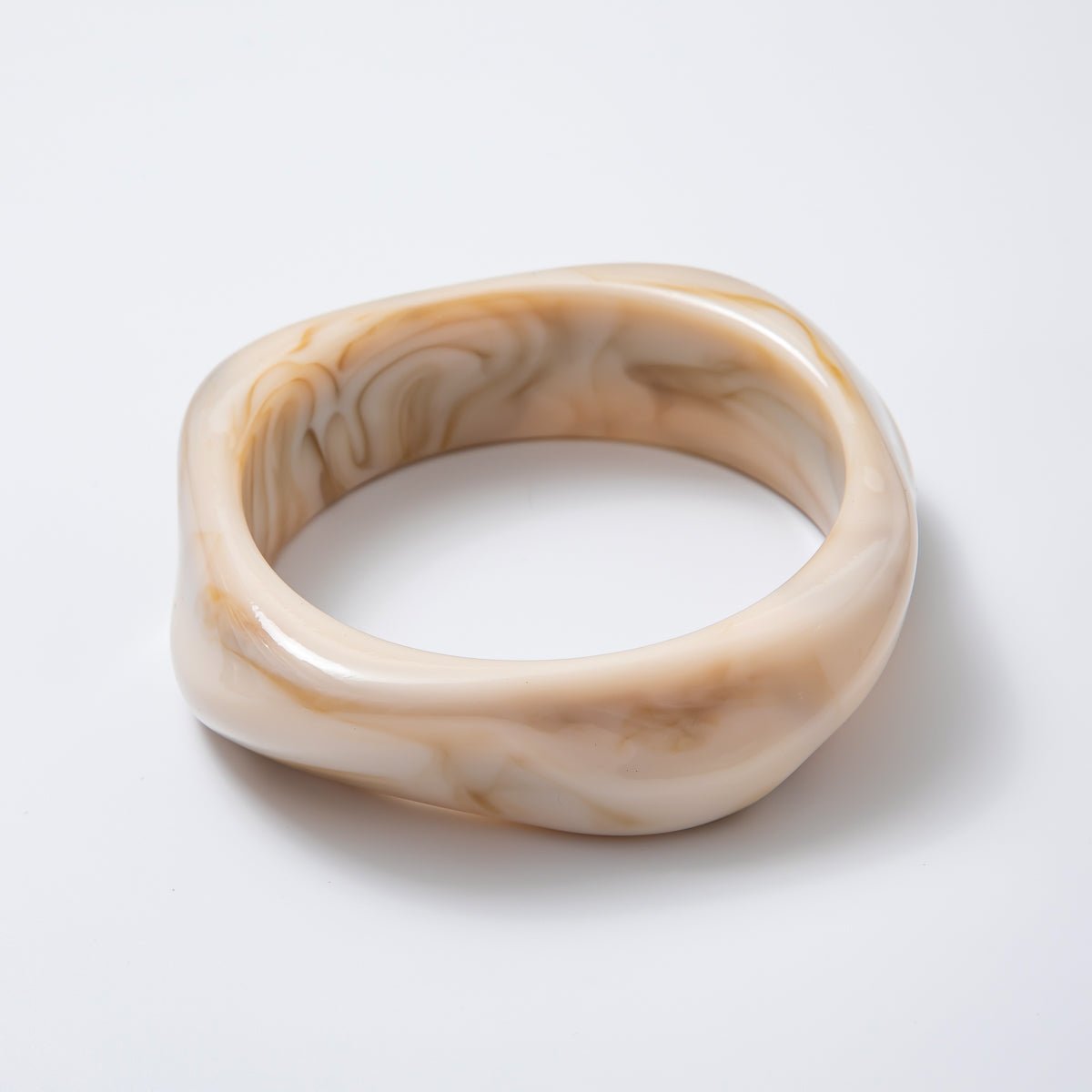 Solid Marble Resin Acrylic Wide Sculpted Geometric Bangle Bracelet | WA - 3416 ~ WA - 3427 - DLUXCA