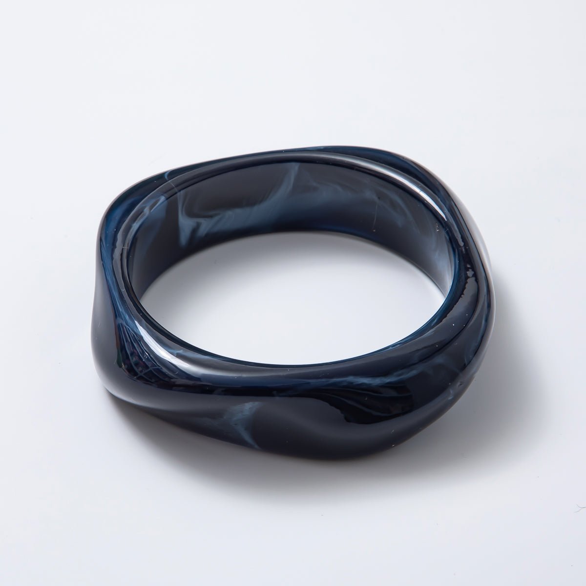 Solid Marble Resin Acrylic Wide Sculpted Geometric Bangle Bracelet | WA - 3416 ~ WA - 3427 - DLUXCA