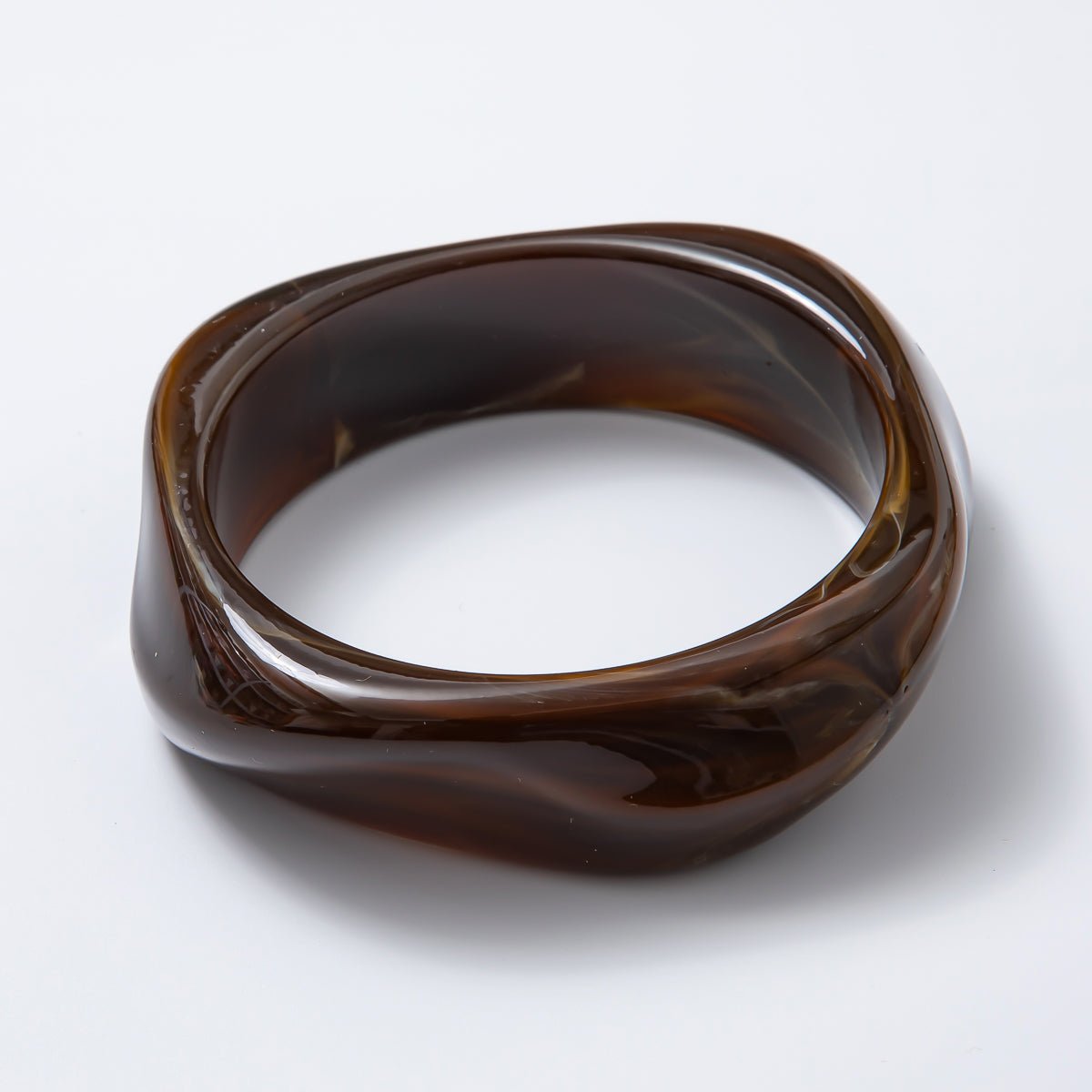 Solid Marble Resin Acrylic Wide Sculpted Geometric Bangle Bracelet | WA - 3416 ~ WA - 3427 - DLUXCA