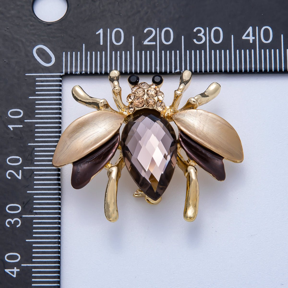 Sparkly Amber 32mm Crystal Honey Bee Brooch | BH - 00102 - DLUXCA