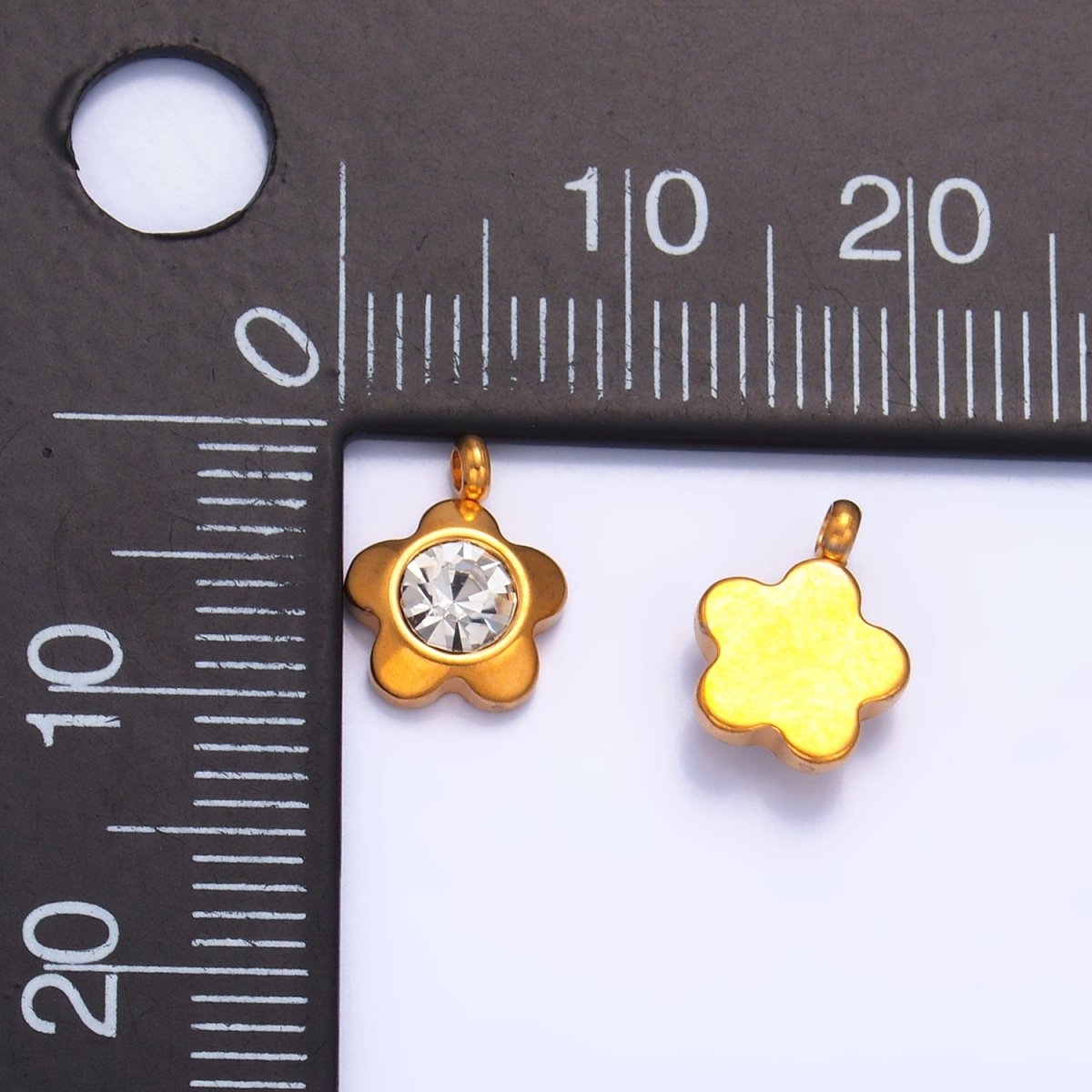 Stainless Steel 10mm Clear CZ Flower Nature Mini Charm