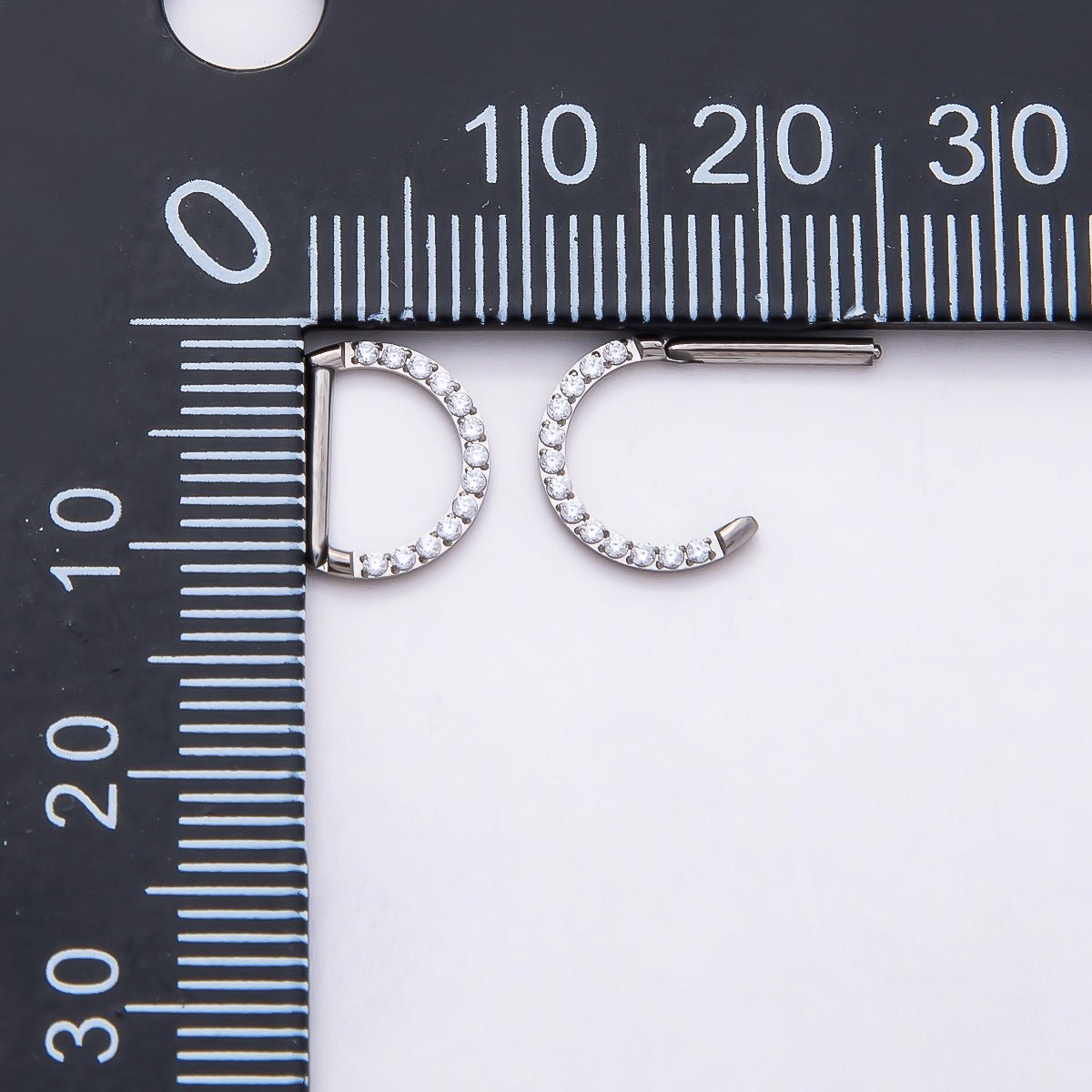 Stainless Steel 10mm D-Shaped Micro Paved CZ Pull Gate Finding in Gold & Silver | Findings-00192 Findings-00193 - DLUXCA
