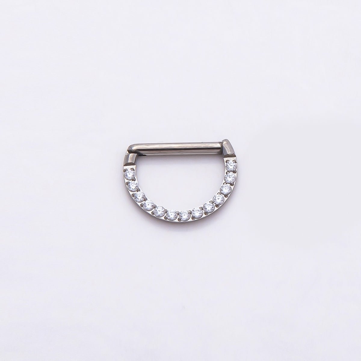 Stainless Steel 10mm D-Shaped Micro Paved CZ Pull Gate Finding in Gold & Silver | Findings-00192 Findings-00193 - DLUXCA