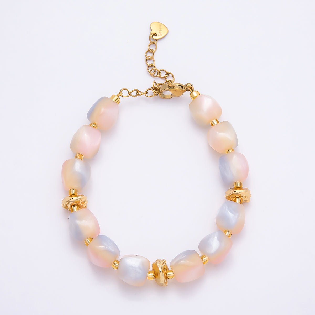 Stainless Steel 10mm Geometric Resin Bead 7 Inch Bracelet w. Extender | WA-04509 ~ WA-04515 - DLUXCA