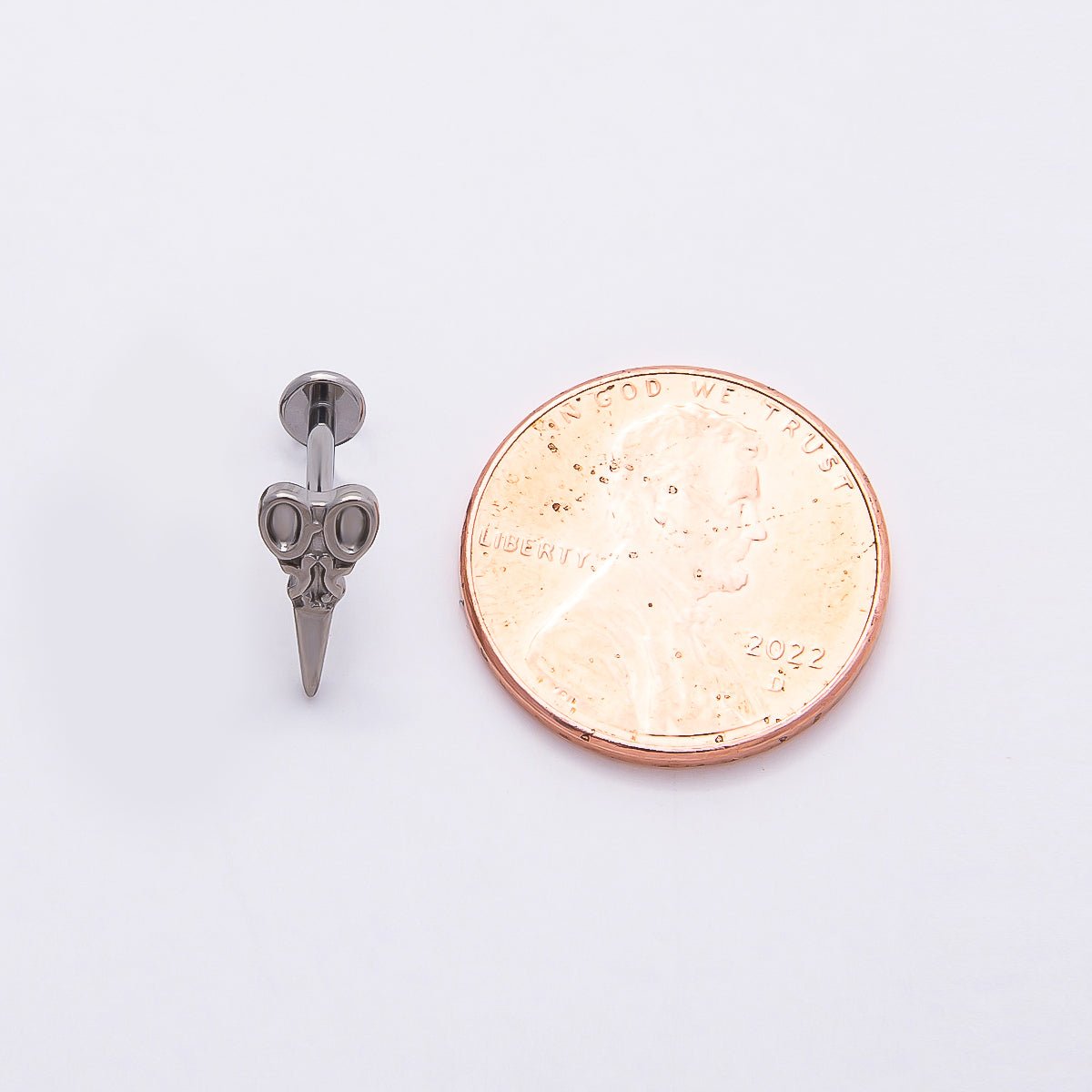 Stainless Steel 10mm Hair Scissors Single Cartilage Piercing Flat Back Stud in Gold & Silver | Findings-00220 Findings-00221 - DLUXCA