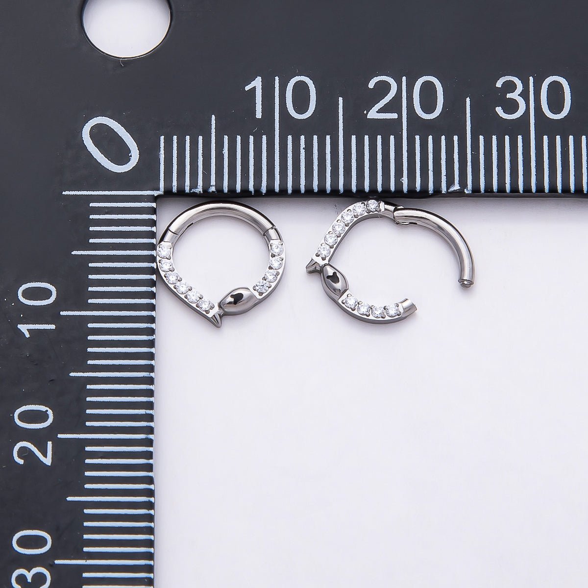 Stainless Steel 10mm Micro Paved CZ Snake Pull Gate Round Finding in Gold & Silver | Findings-00190 Findings-00191 - DLUXCA