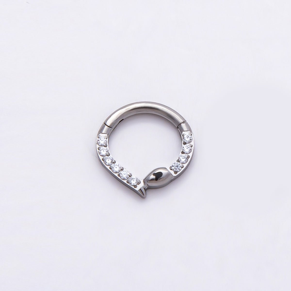 Stainless Steel 10mm Micro Paved CZ Snake Pull Gate Round Finding in Gold & Silver | Findings-00190 Findings-00191 - DLUXCA
